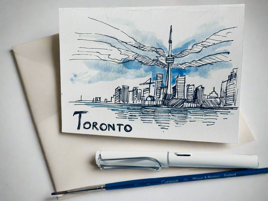 Toronto Skyline Postcard with blue colour